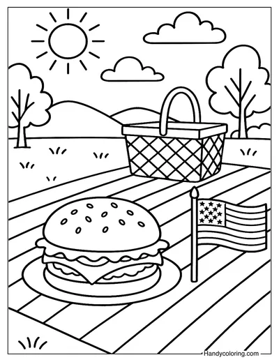 4th Of July Picnic Coloring Page