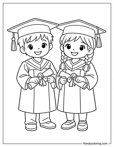 A Boy And A Girl Holding Diplomas