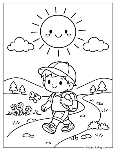 A Boy Walking on a Sunny Day