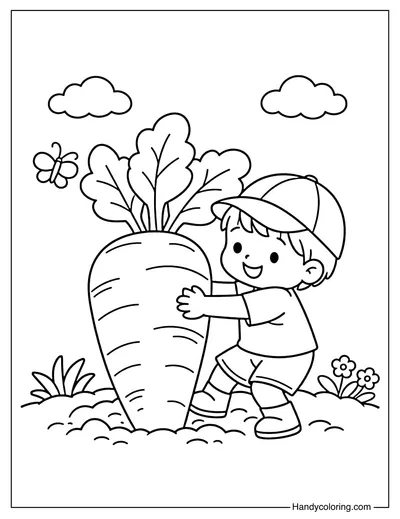 A Child Pulling a Carrot