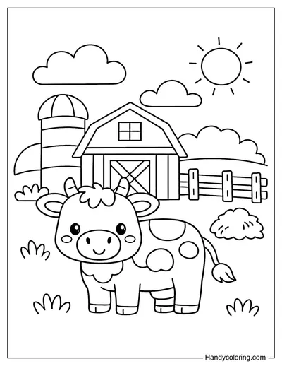 A Cow Standing In Front Of Barn