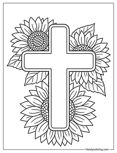 A Cross with Sunflower Behind