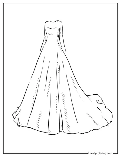 A Long Sleeve Wedding Dress Coloring Sheet