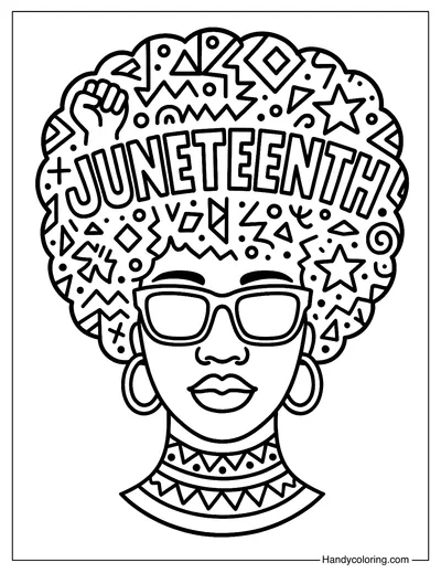 Abstract Afro Freedom Art Coloring Page