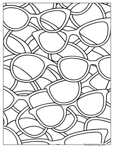 Abstract Sunglasses Shapes Coloring Page