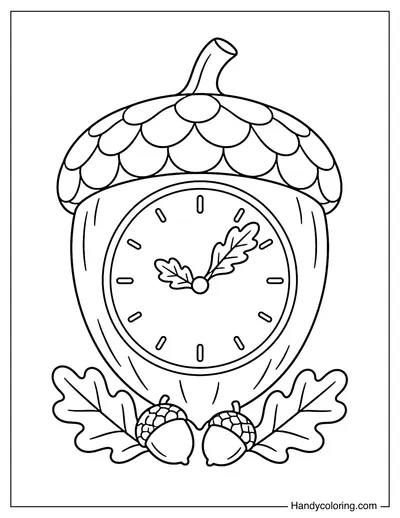 Acorn Clock with Oak Leaf Hands
