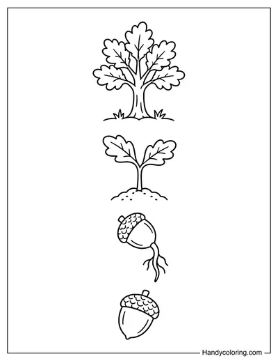 Acorn Growing into Young Oak Tree