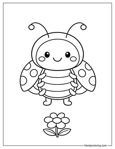 Adorable Ladybug with a Flower