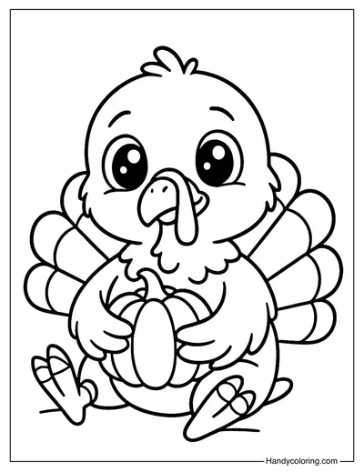 Adorable Turkey Coloring Page