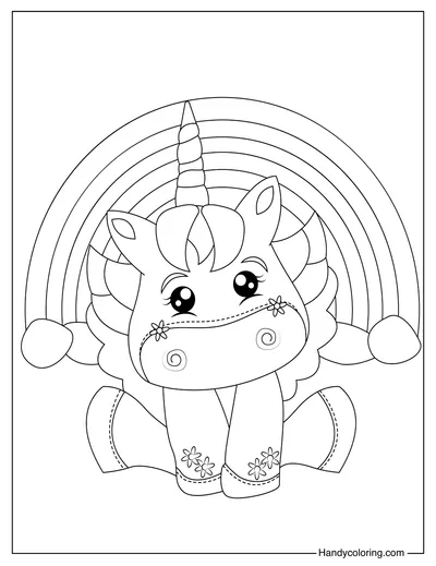 Adorable Unicorn Coloring Page