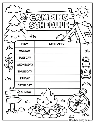 Adventure Camp Weekly Planner