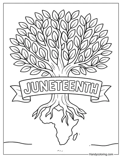 Africa Roots and Juneteenth Tree Coloring Page