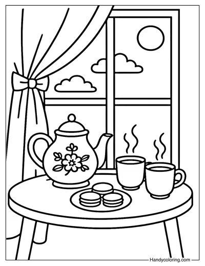 Afternoon Tea Coloring Page