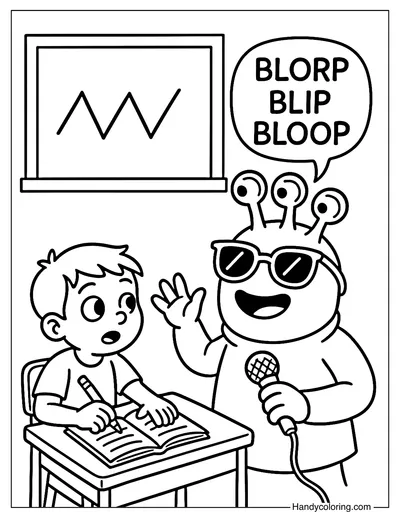 Alien Language Class Coloring Page