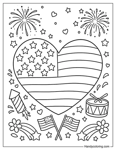 American Flag Heart Shape