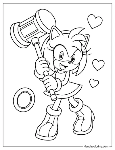 Amy Rose Holding Her Hammer