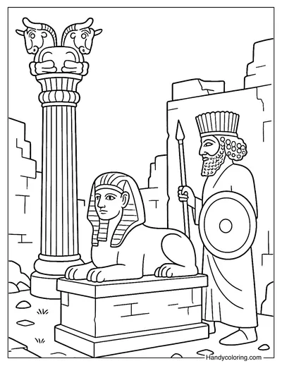 Ancient Persepolis Ruins Coloring Page