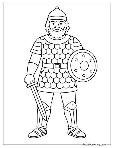 Ancient Persian Warrior Armor Coloring Page