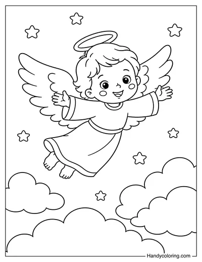 Angel Flying with Stars