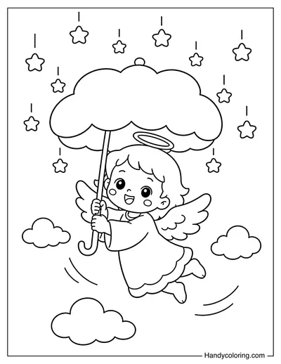 Angel Holding a Cloud Umbrella