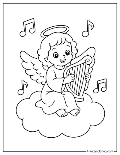 Angel Playing a Harp