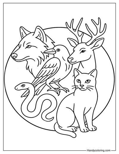 Animal Totems Coloring Page