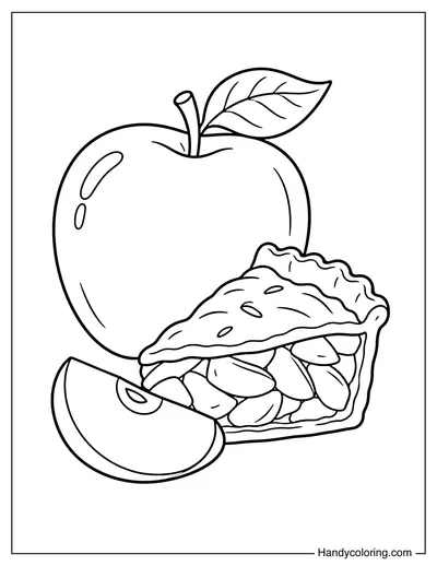 Apple Beside a Slice of Apple Pie