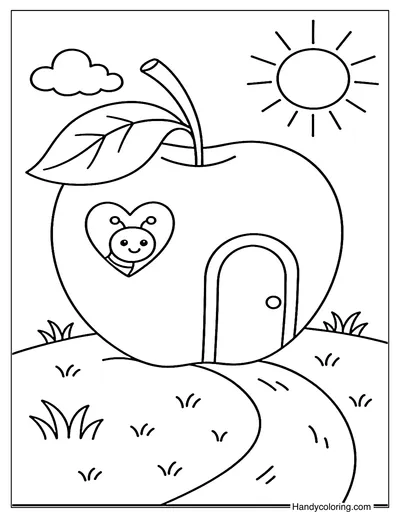 Apple House Coloring Page