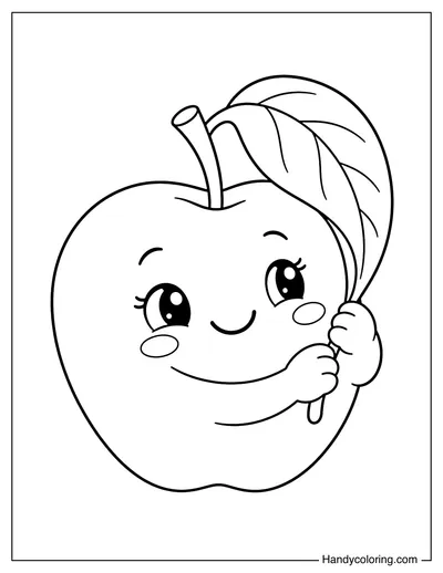 Apple Hugging Its Big Leaf