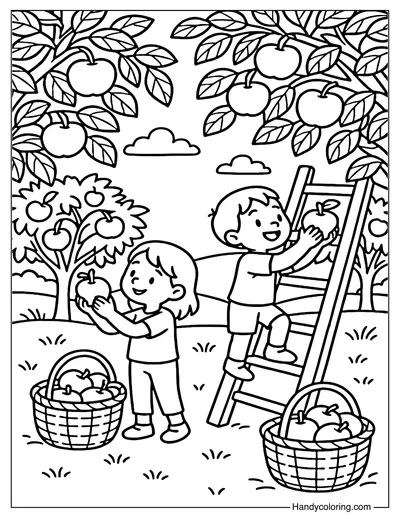 Apple Orchard Coloring Page
