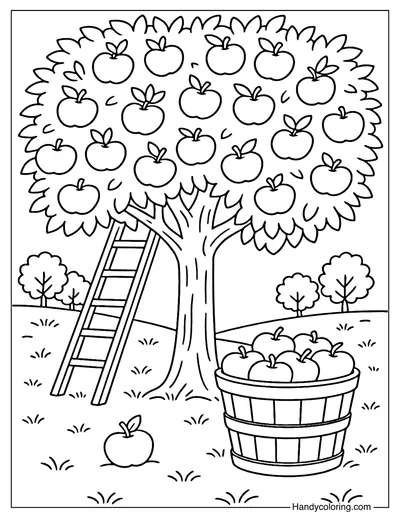 Apple Orchard Day Coloring Page