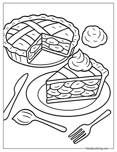 Apple Pie and Ice Cream Coloring Page