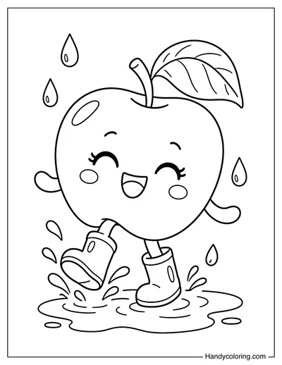 Apple Wearing Rain Boots