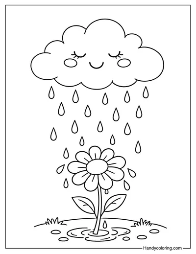 April Rain Cloud Coloring Page