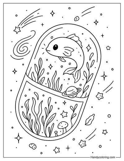 Aquarium Planet Capsule Coloring Page