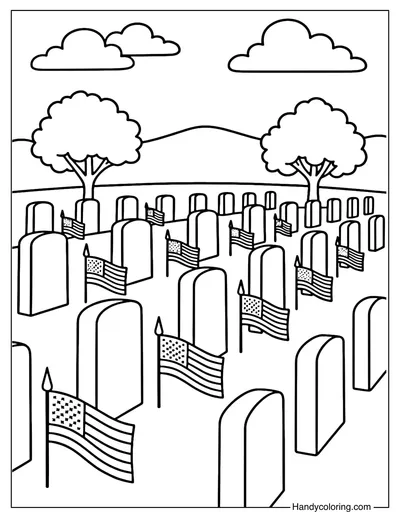 Arlington Cemetery Tribute Coloring Page