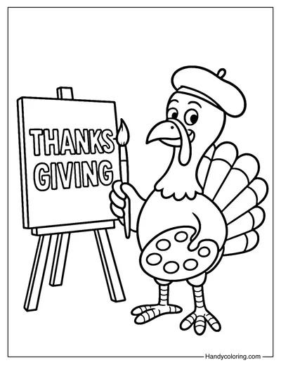 Artist Turkey Coloring Page