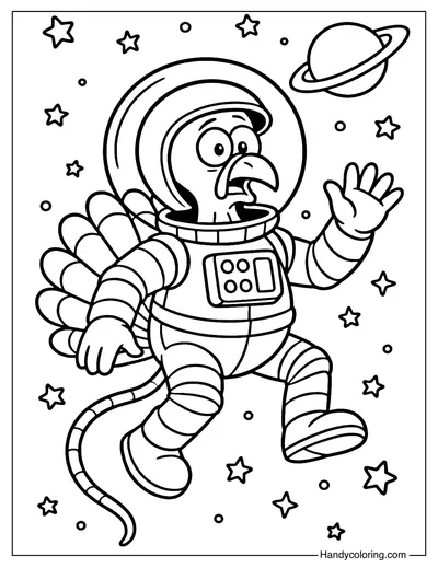 Astronaut Turkey Coloring Page