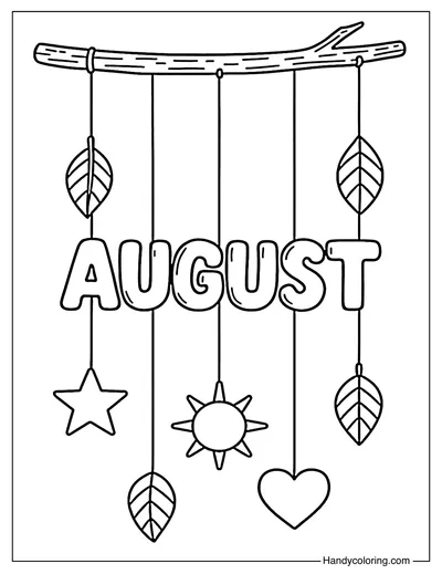 August Craft Hanging Coloring Page