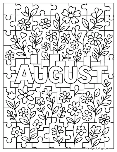 August Puzzle Garden Coloring Page
