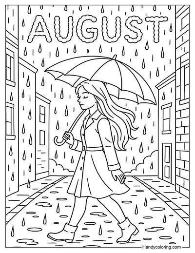 August Rain Walk Coloring Page