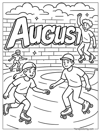 August Vintage Skatepark Coloring Page