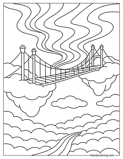 Aurora Bridge of Clouds Coloring Page