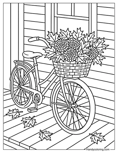 Autumn Bicycle Coloring Page