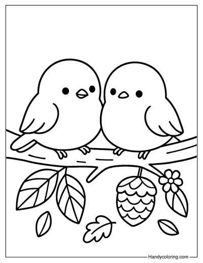 Autumn Birds Coloring Page