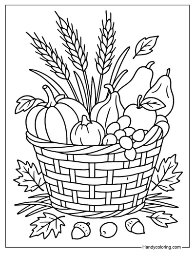 Autumn Harvest Basket Coloring Page