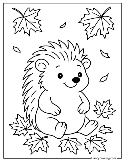 Autumn Hedgehog Coloring Page