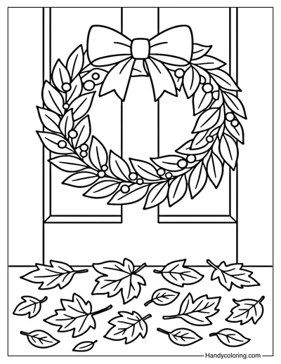 Autumn Laurel Wreath Coloring Page