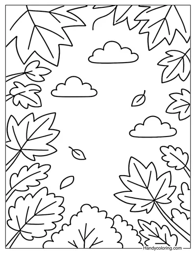 Autumn Leaves Upview Coloring Page