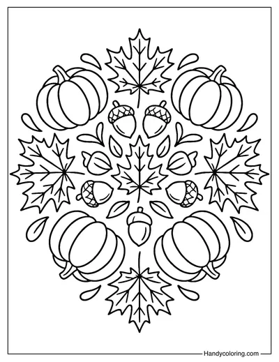 Autumn Mandala Coloring Page